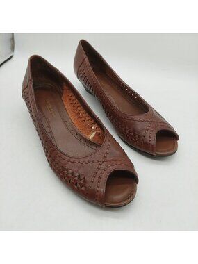 Sandler of Boston Women’s Open Toe Shoes Genuine Leather Heels Brown Size 8.5
